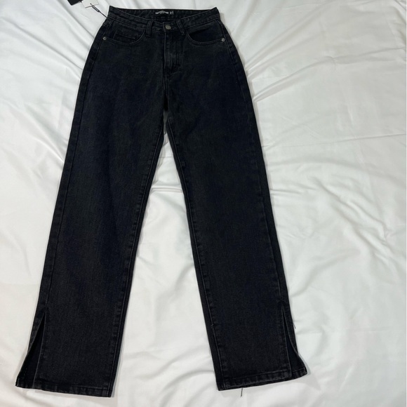 PrettyLittleThing Charcoal Denim Trousers - Picture 1 of 7